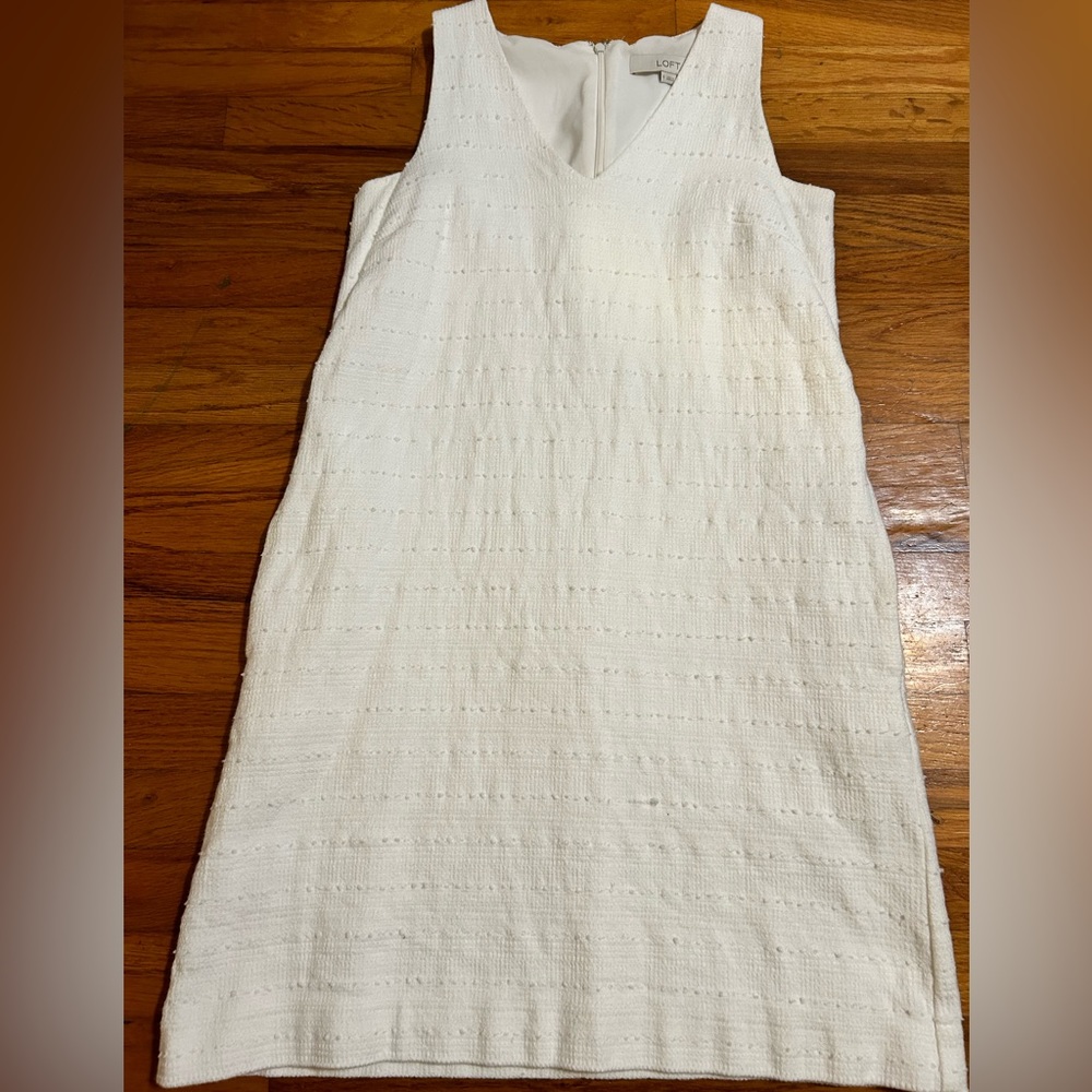 Loft lined white tank dress size 2
